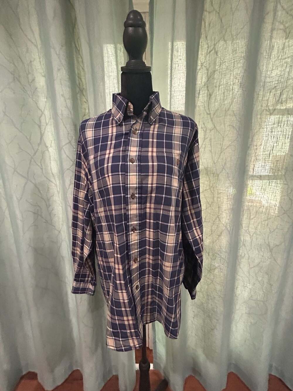 Towncraft Plaid Long Sleeve Button Down Shirt Men's